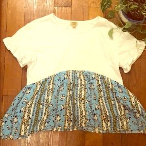 Kid ruffled shirt with two different fabrics